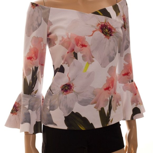 TED BAKER Bloom Bell Sleeved Top Size 6 - Picture 9 of 13